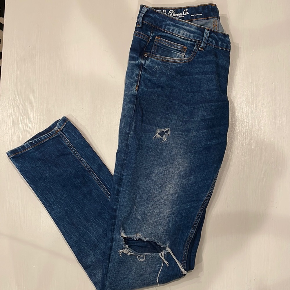Denim & Co. Mens skinny fit distressed jeans Size 36W x 32L Blue